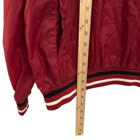 Jerzees Z Vintage Red Nylon Pullover Jacket Blue and White Strip Trim Size XL - Picture 5 of 5